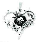 FindingKing Sterling Silver Rose Heart Pendant Charm Jewelry