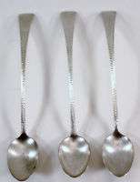 Vintage Silver Hammered Long Iced Tea Spoons MARKED  