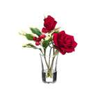  Faux 6 Rose/Holly Place Card Holder in Glass Vase Red (Pack of 6