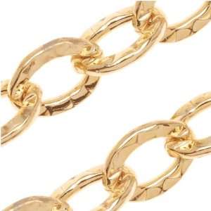  Gold Tone Brass Hammered Cable Chain 10mm Wide Bulk By The 