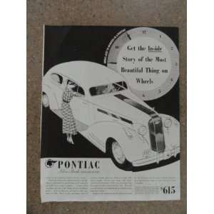 1935 Pontiac silver streak,Vintage 30s full page print ad (white car 