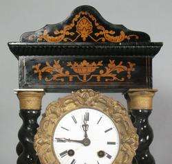 Napoleonic French Empire Inlaid Pillar Clock c. 1830  