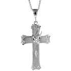   Sterling Silver 2 5/16 (59 mm) Diamond Cut Cross with Dove Pendant