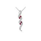 Pendants Ruby and Diamond Swirl Pendant  14K White Gold   0.50 CT TGW