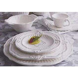 Baroque 20 Pc dinnerware Set in Ivory Glazed Stoneware  American 