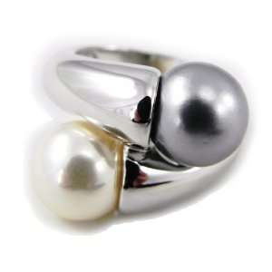  Ring silver Toi & Moi gray white.   Taille 54 Jewelry