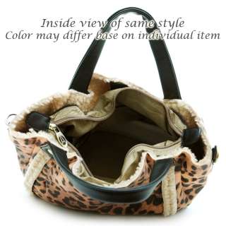 Soft animal print tote bag w/ leather like handles & strap   brown 