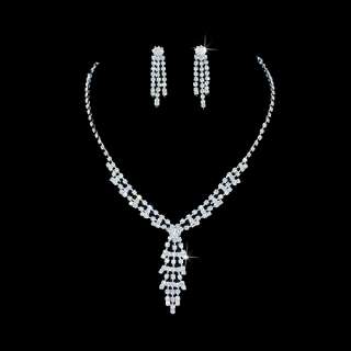 Bridal Jewelry Set Austrian Crystal Rhinestone Y Drop3  
