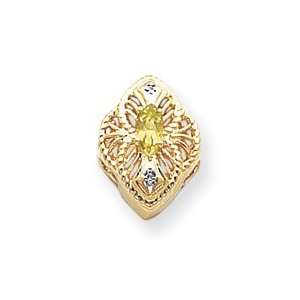  14k .005ct Diamond & Peridot Bracelet Slide Jewelry