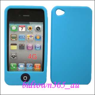 Light Blue Soft Gel Rubber Silicone Case Cover Skin Pouch For iPhone 4 