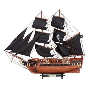  Benzara 71573 23 In. Pirate Ship Black Sailboat Wood Model 
