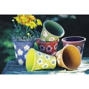  Set of Six Flower Clay Pots Patio, Lawn & Garden