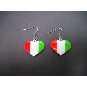  Italy flag heart shaped earrings 