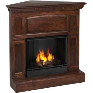   Real Flame Heritage Corner Gel Fuel Mahogany Fireplace 