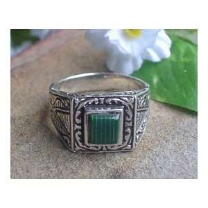  Sterling Silver Mens MALACHITE Ring Size 11 Jewelry