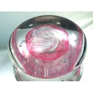  Murano Design Hand Blown Glass Art Pink Bubble Circle 