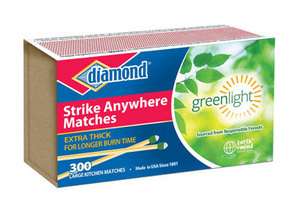 12 PACKS DIAMOND STRIKE ANYWHERE MATCHES 300 COUNT FACTORY SEALED 