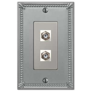  Imperial Bead Brushed Nickel   2 Cable TV Wallplate