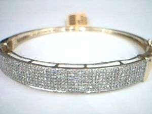 40ct Round Diamond Pave Set 10K YG Bangle Bracelet  