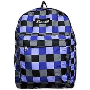  Black Square Design Printed Fabric Mid Size Backpack 