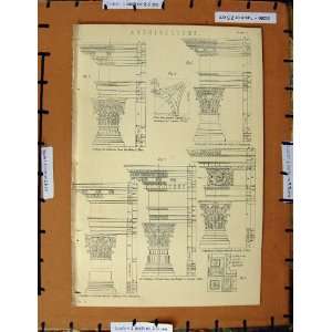  Antique Print C1800 1870 Architecture Temple Jupiter