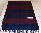 100% ENGLISH Cashmere Scarf, NAVY AND WINE, 66 INCHES CLOSE OUT