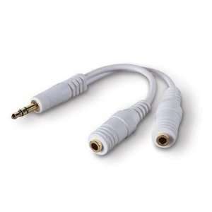  3.5mm White Stereo Headphone Y Splitter Adapter Cable for 