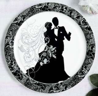 Wedding Paper Plates Silhouette 10.25 25 Pack 13540  