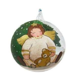    White Angel Sleeping with Teddy Christmas Ornament
