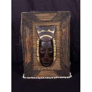  PRIMITIVE FRAMED TIKI   15 X 20   TRIBAL DECOR