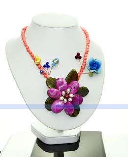 them quickly designer 18 coral agate lampwork pearl flower necklace