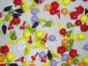 Adorable Vintage Plastic Fruit Salad Bead Charm Mix  