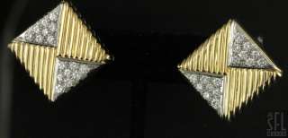   PLATINUM 18K YELLOW GOLD 2.0CT VS1/G DIAMOND SQUARE CLIP ON EARRINGS