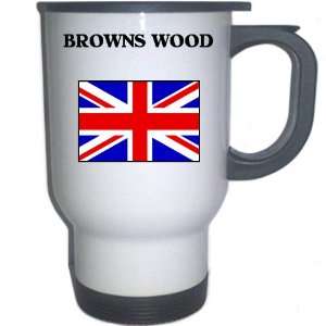  UK/England   BROWNS WOOD White Stainless Steel Mug 