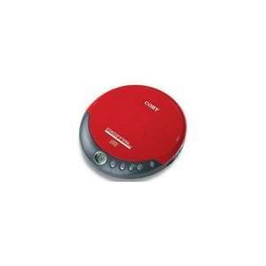 Coby Portable CD Player Stereo Headphones Red Slim Compact Audio Disc 