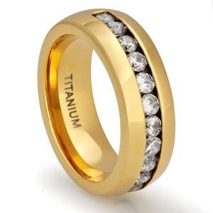   18K Gold Plated Ring Wedding Band Simulated Diamond Jewelry 2507 8MM_W