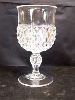 Indiana Glass Diamond Point by Tiara Water Goblet Crystal Clear 