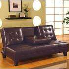 Coaster Company Drop Down Tufted Vinyl Futon in Dark Brown