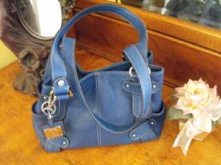 New Tignanello Saphire Blue Leather Handbag Satchel Purse  
