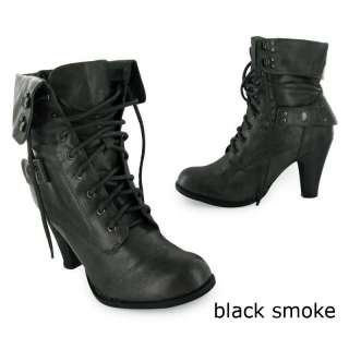 NEW LADIES MILITARY ARMY LACE ANKLE HEEL BOOTS SIZE 3 8  