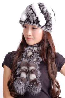 Rex Rabbit Fur Knitted Hat Cap Chapeau  