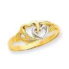 Blue Topaz and Diamond Accent Double Heart Ring. 10K Yellow Gold
