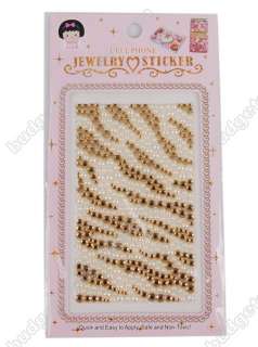Stripe Rhinestone Bling Decal Case Cover Faceplate For iPhone 4/ 4S 