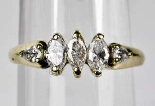   Gold .66ctw G SI1 Marquise Cut Diamond Engagement Ring Sz 4.5  