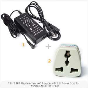   AC Adapter with US Power Cord for Toshiba Laptop+UK Plug Electronics