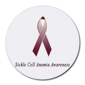  Sickle Cell Anemia Awareness Ribbon Round Mouse Pad 