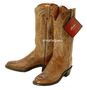   LUCCHESE (1883) Tan Burnished Mad Dog Goat Cowboy Boots Mens 6 D $320