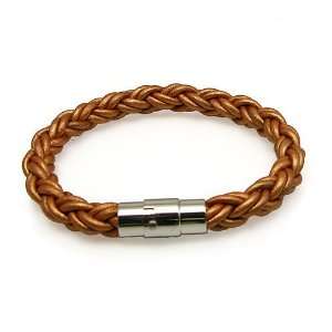   Cord Leather Bracelet With Stainless Steel Magnetic Clasp Jewelry