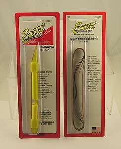 Excel Sanding Stick & 5 Extra Belts 400 Grit, crafts  