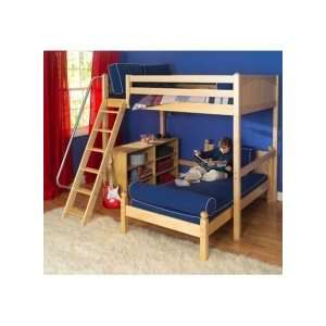 Maxtrix Kids Full Over Full High Loft Bunk Bed with Six Shelf Bookcase 